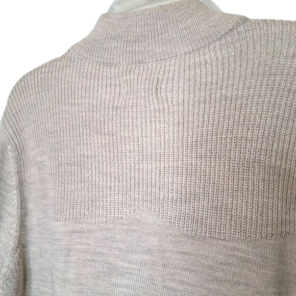 King Ranch Mens Large Beige Cardigan Sweater Merino Wool Blend Knit Quarter Zip - Picture 5 of 13